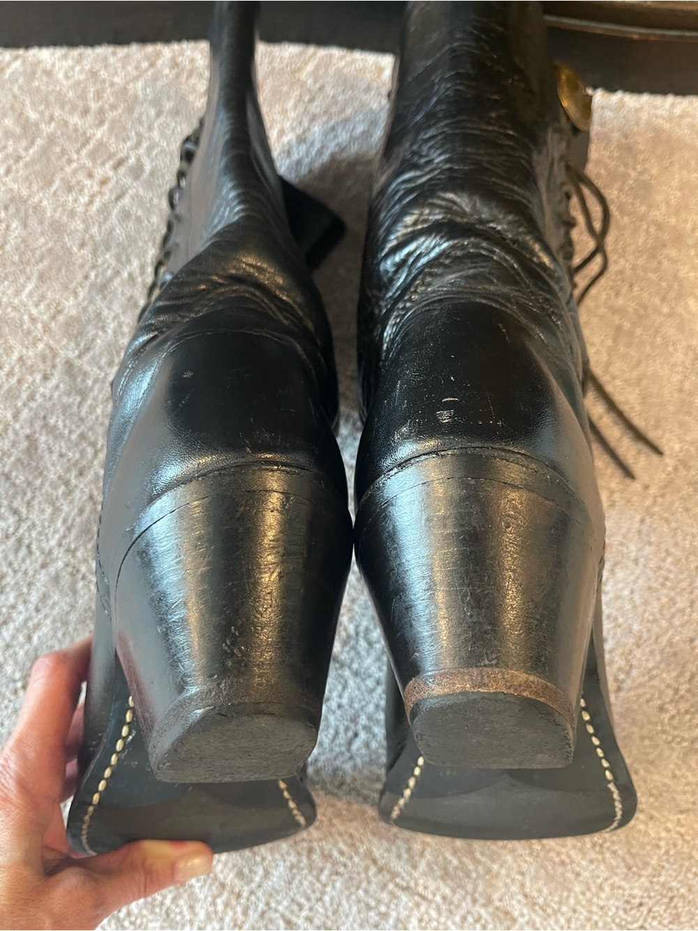 Harley Davidson 80’s Vintage Leather, Side Lace Concho Boots, Black, Western, 9 - Picture 6 of 14